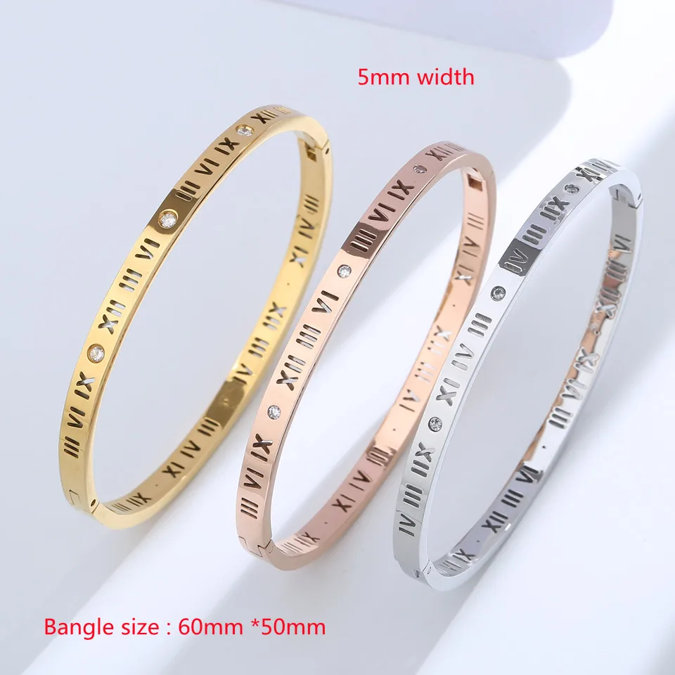 Buyee 925 Sterling Silver Sweet Bangle Circle Elegant Roman Numerals Simple Bangle for Woman Girl Classic Fashion Fine Jewelry