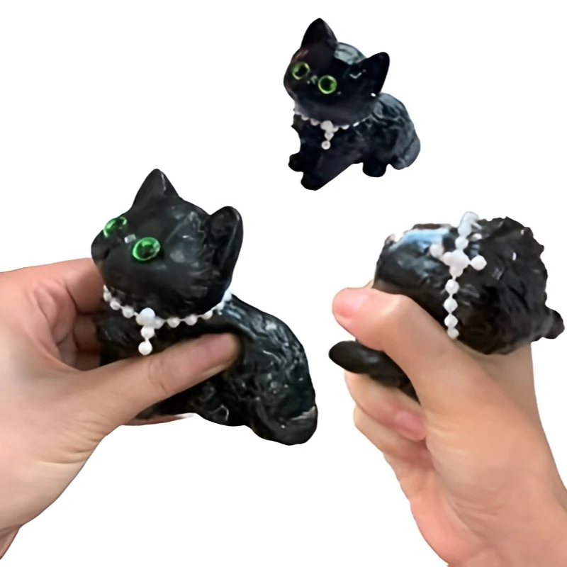 スクイーズトイ 黒猫 漫画風 減圧 動物 猫 ソフトゼリー感 スクイーズトイ クリスマス 抗不安ギフト スクイーズトイ