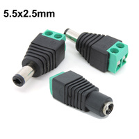 5pcs DC Power Male female Plug 5V 12V 2.5 x 5.5 5.5*2.5mm Jack Adapter terminal Connector Plug for CCTV single color LED Light p