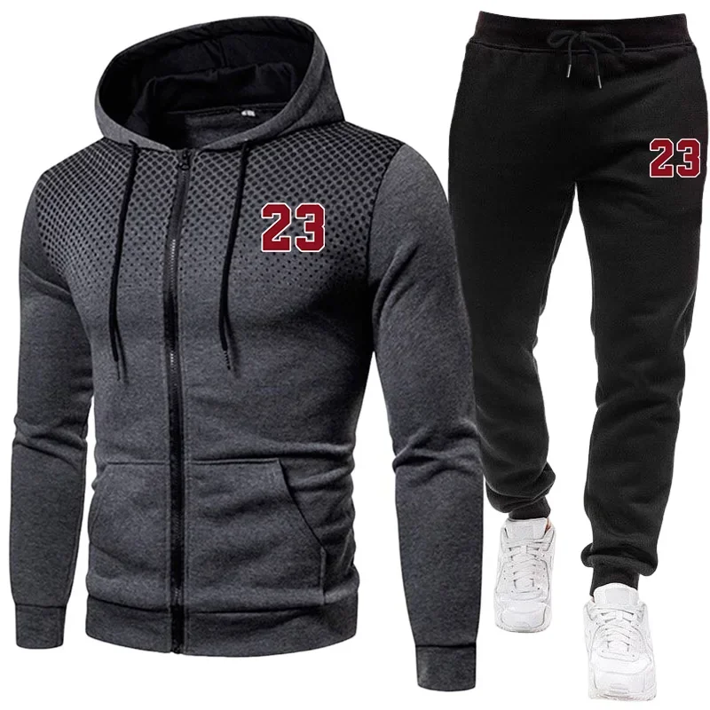 

2025 Hot Sale Men's Sportswear Set; Zip-up Sweatshirt Set; Black Sports Pants; Autumn Winter Daily Casual Sports Men's Clothing;