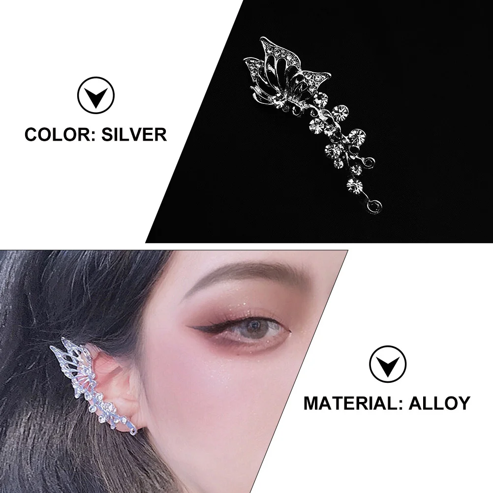 

1Set Elf Earrings Alloy Silver Ear Studs Fashionable Woman Earrings Durable Exquisite Fine Workmanship Gifts Ear Studs