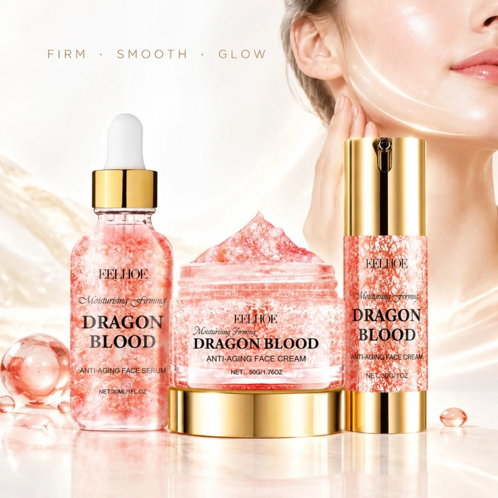 3pcs Dragon Blood Face Care Set Brightening Firming Removel Wrinkle Serum Even Skin Tone Nourishing Hydrating Cream Korean