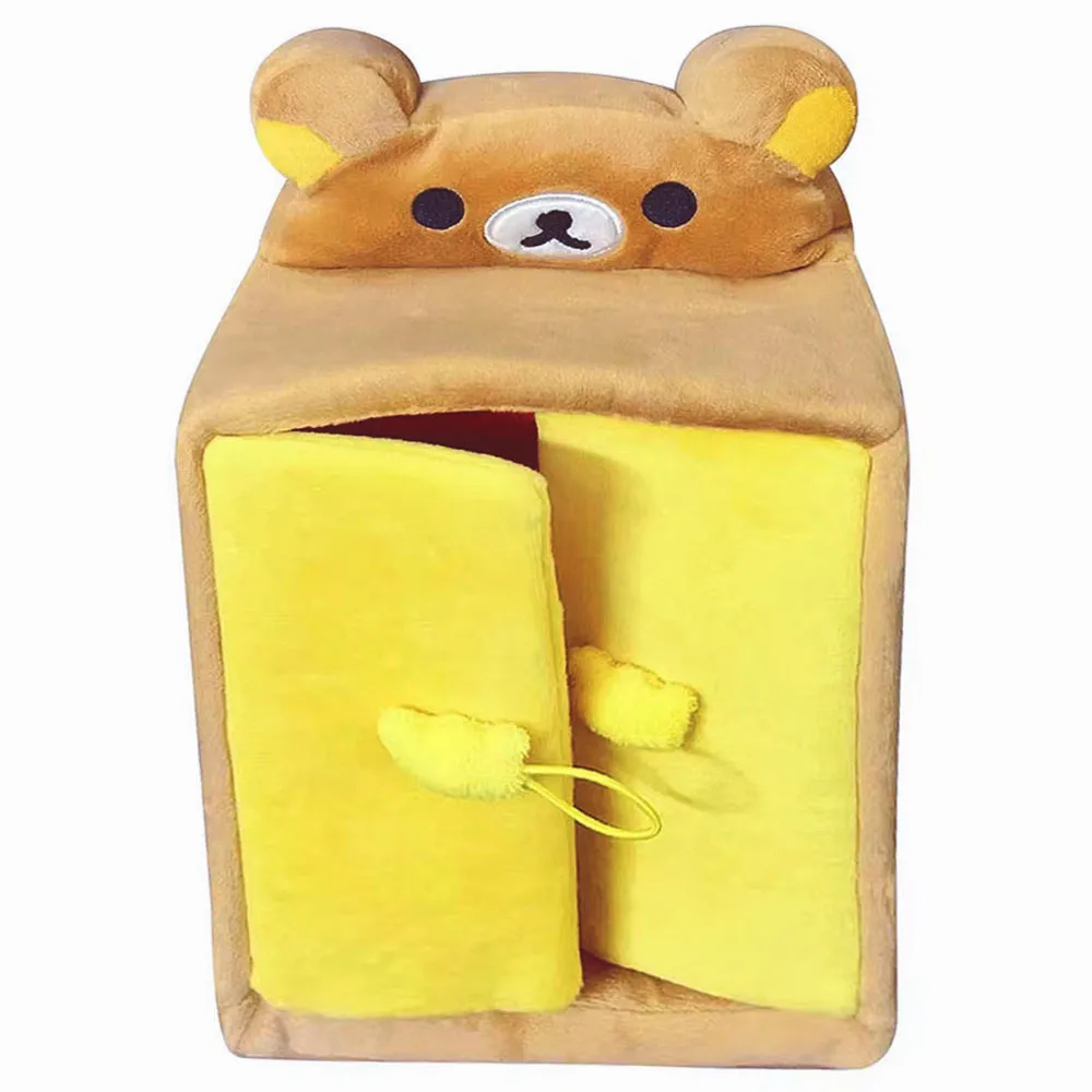 Rilakkuma Bear Plush Storage Wardrobe Box Stuffed Cosmetic Case Container Make Up Makeup Desktop Bags For Women Girls Home