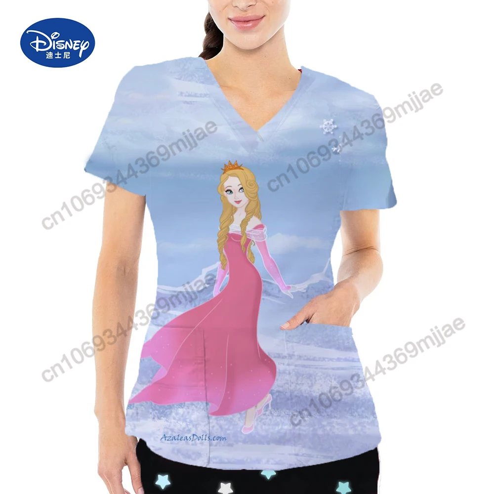 

Disney Pocket V-Neck Summer Tops for Women 2023 Korean Y2k T Shirt Woman Clothing Crop Top Women's T-shirt Kawaii Clothes Yk2