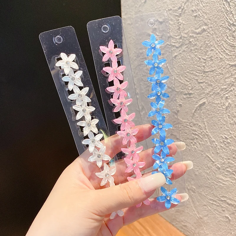 10 pçs grampo de cabelo trançado pequena flor botões hairpin menina bonito cocar menina mini garra de cabelo acessórios para o cabelo