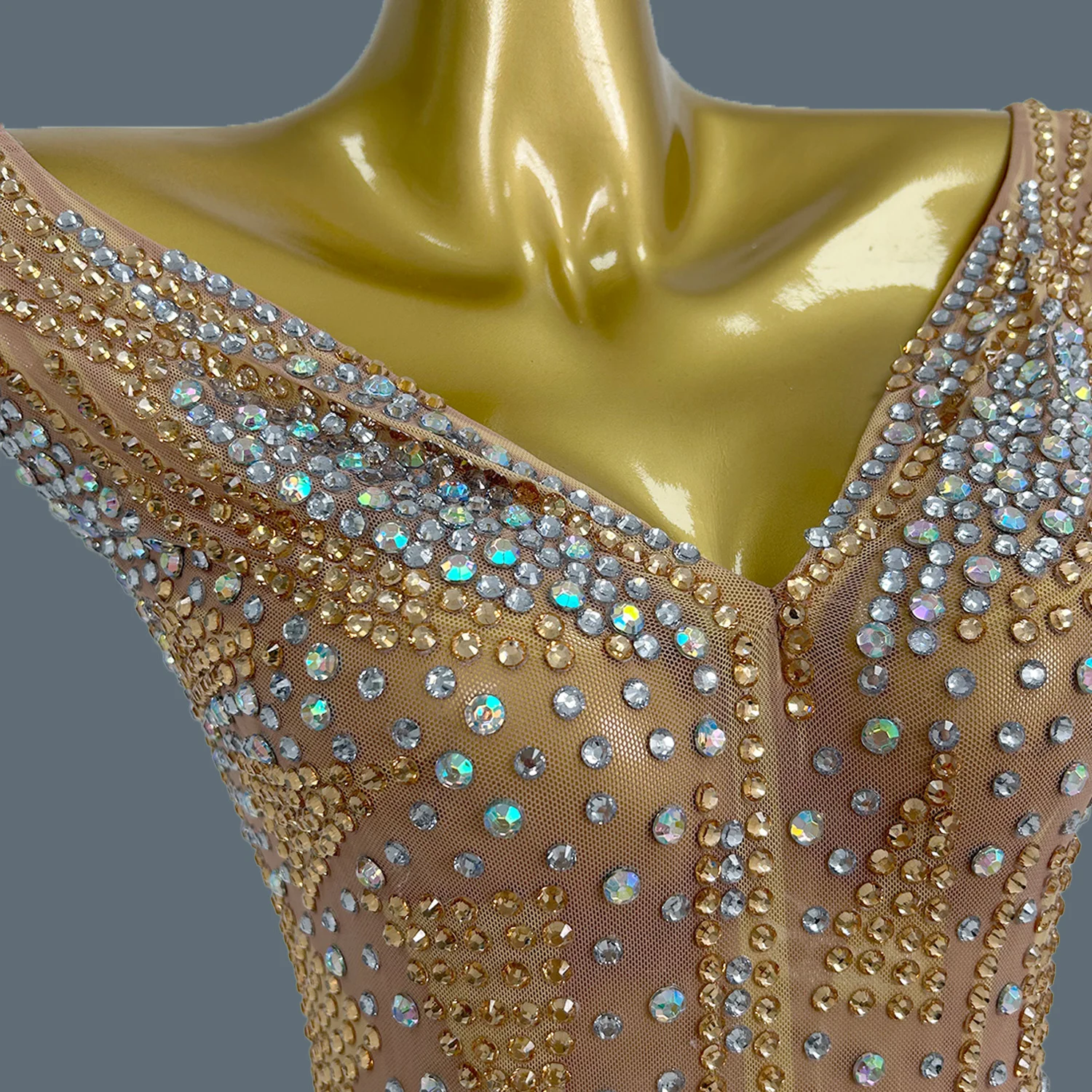 

Luxury Sexy Crystal Shiny Rhinestones Mesh Split Elastic Dress Women Elegant Birthday Prom Celebrate Gown Stage Wear Maotouying