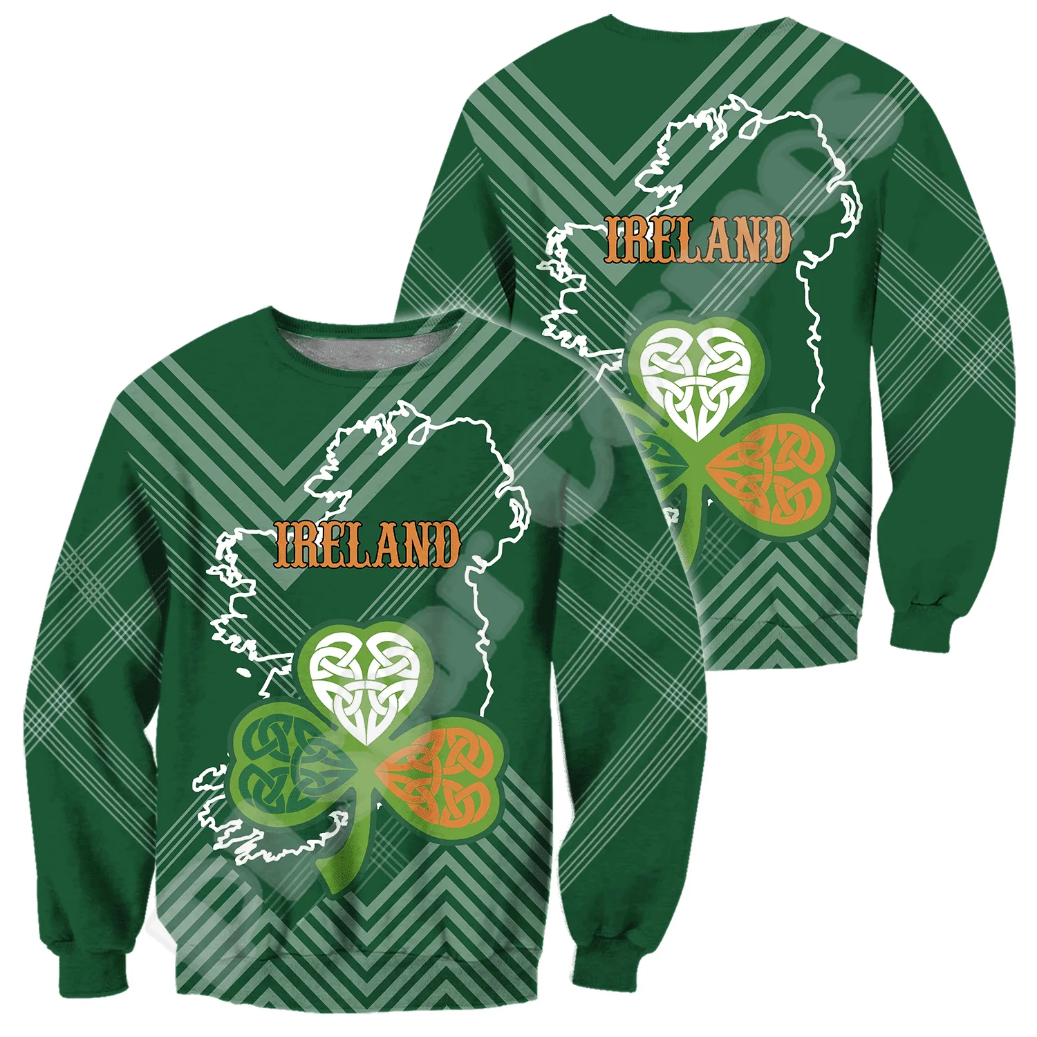 NewFashion Country Flag Ireland Clover Irish St.Patrick Tattoo Vintage 3DPrint Pullover Funny Harajuku Casual Jacket Hoodies X25