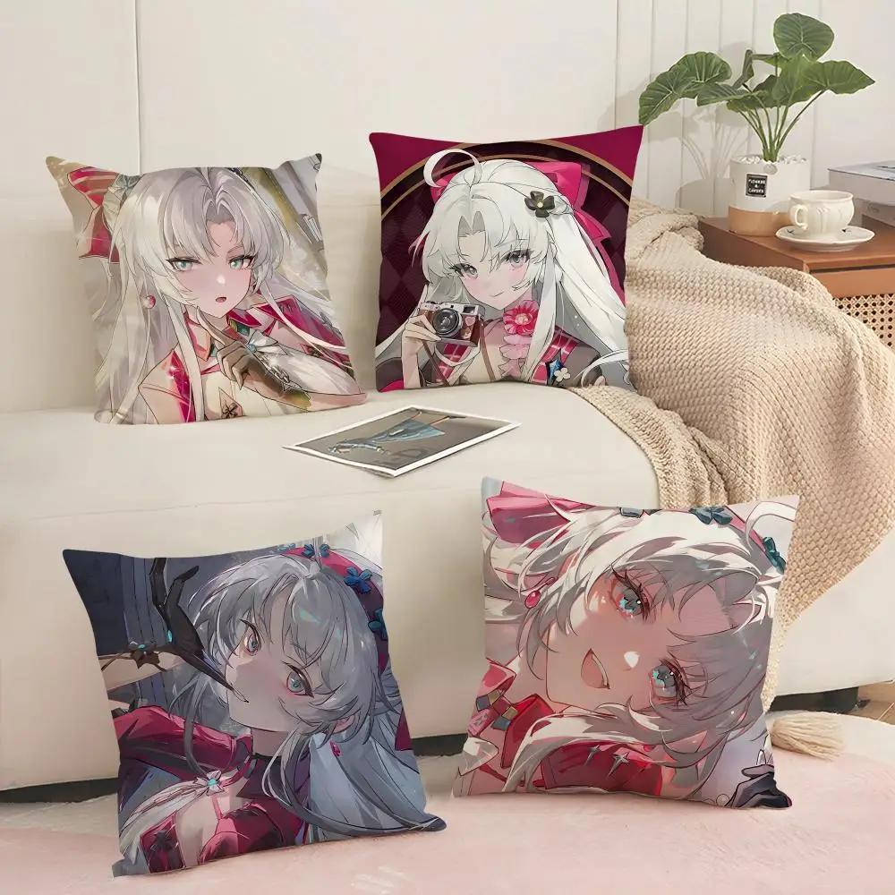 

Wuthering Waves Carlotta Cushion Cover Silky Short Plush with Invisible Zipper Dustproof Sofa Pillow Case for Home Decor