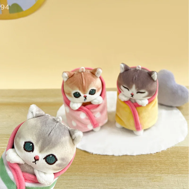 Mofusand 猫の祝福サメ猫ラップキルトぬいぐるみペンダントガールハートギフトキーホルダーバッグチャーム