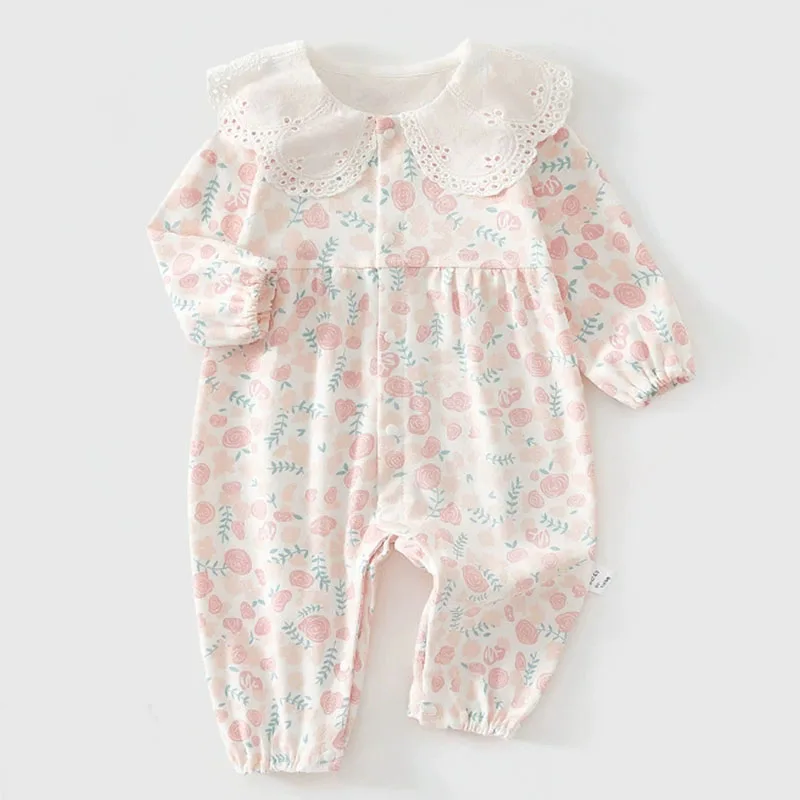 Spring Autumn Infant Girl Clothes Korean Fashion Cartoon Cute Print Cotton Long Sleeve Jumpsuits Baby Stuff Newborn Items B186