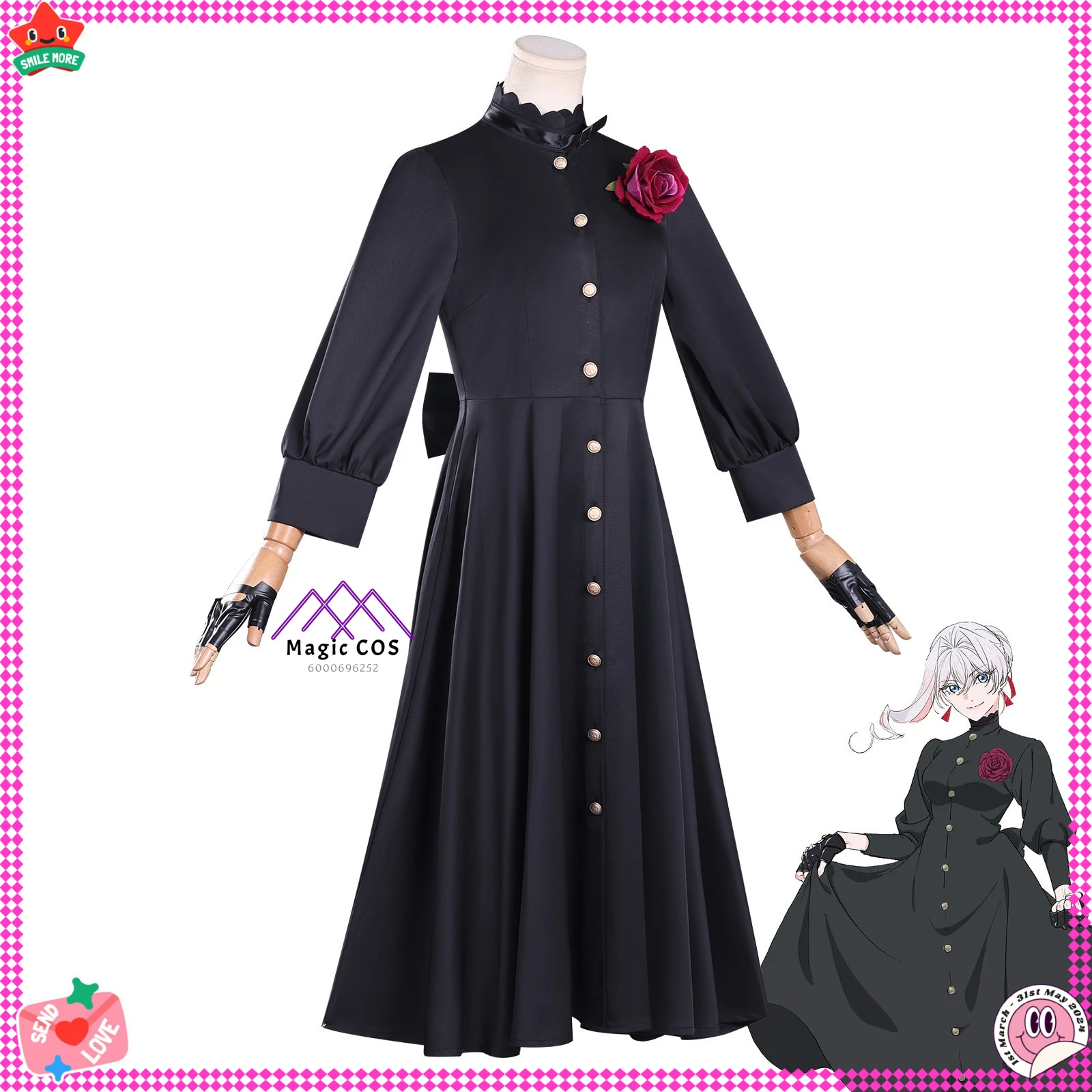 

Hot May I Ask for One Final Thing Cosplay Costume Anime Scarlet El Vandimion Role Playing Black Daily Dress for Women Comic Con