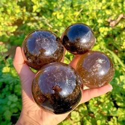 Natural Rainbow Smoky Quartz Sphere Ball - CrystalHola Ornaments, Polished Massage, Magic Divination Home Decor, Ball Gift
