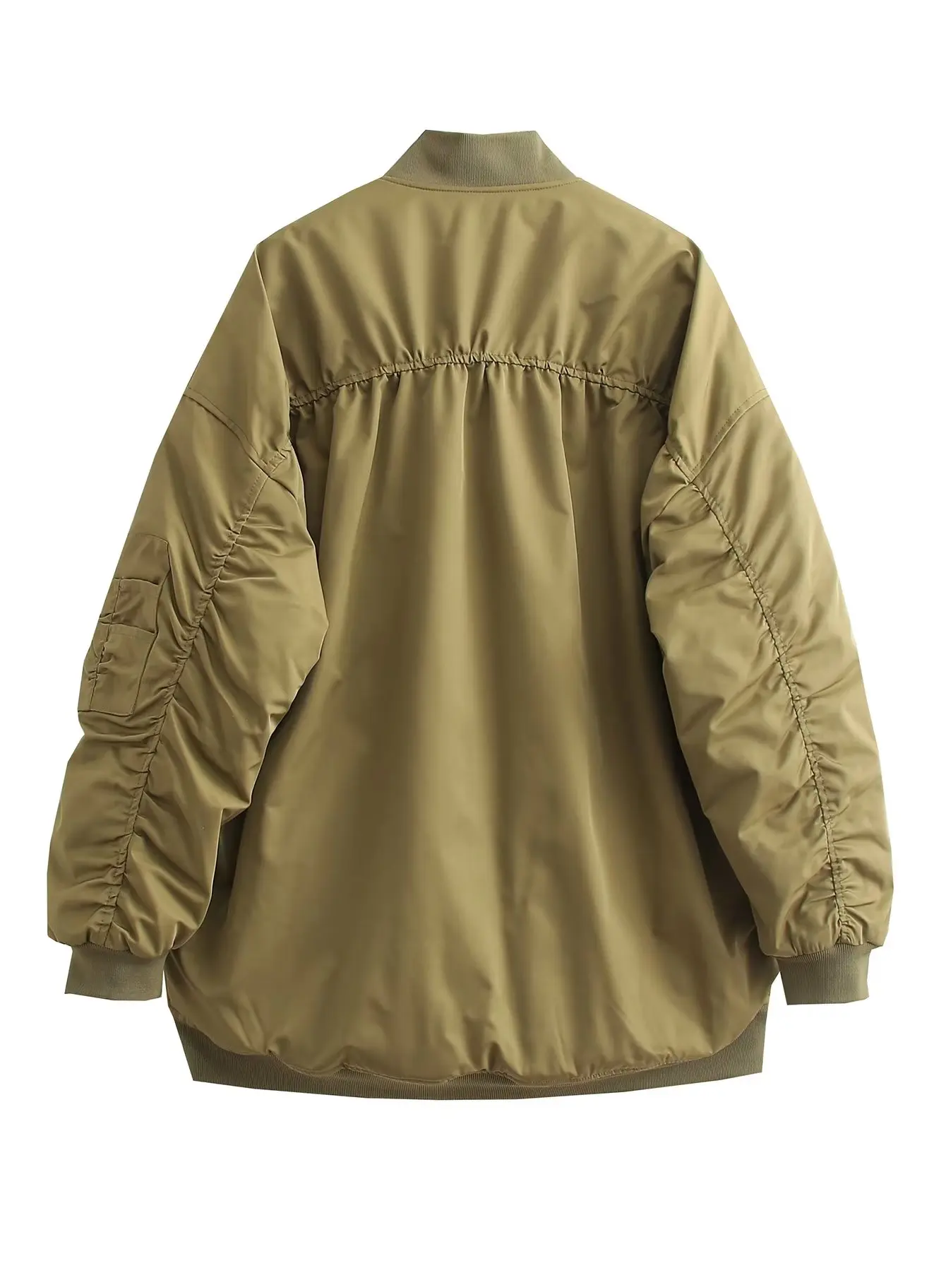 Moda donna autunno nuovo inverno manica lunga verde militare sciolto Bomber trapuntato giacca Chic femminile cappotti imbottiti in cotone Mujer