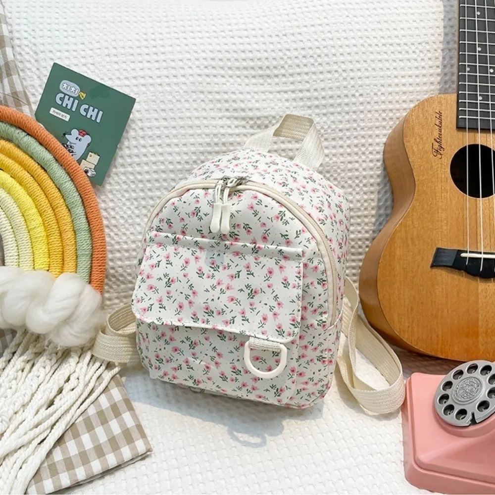 New Mini Backpack Floral Printed Corduroy Storage Bag Sweet Ins Rucksack Women