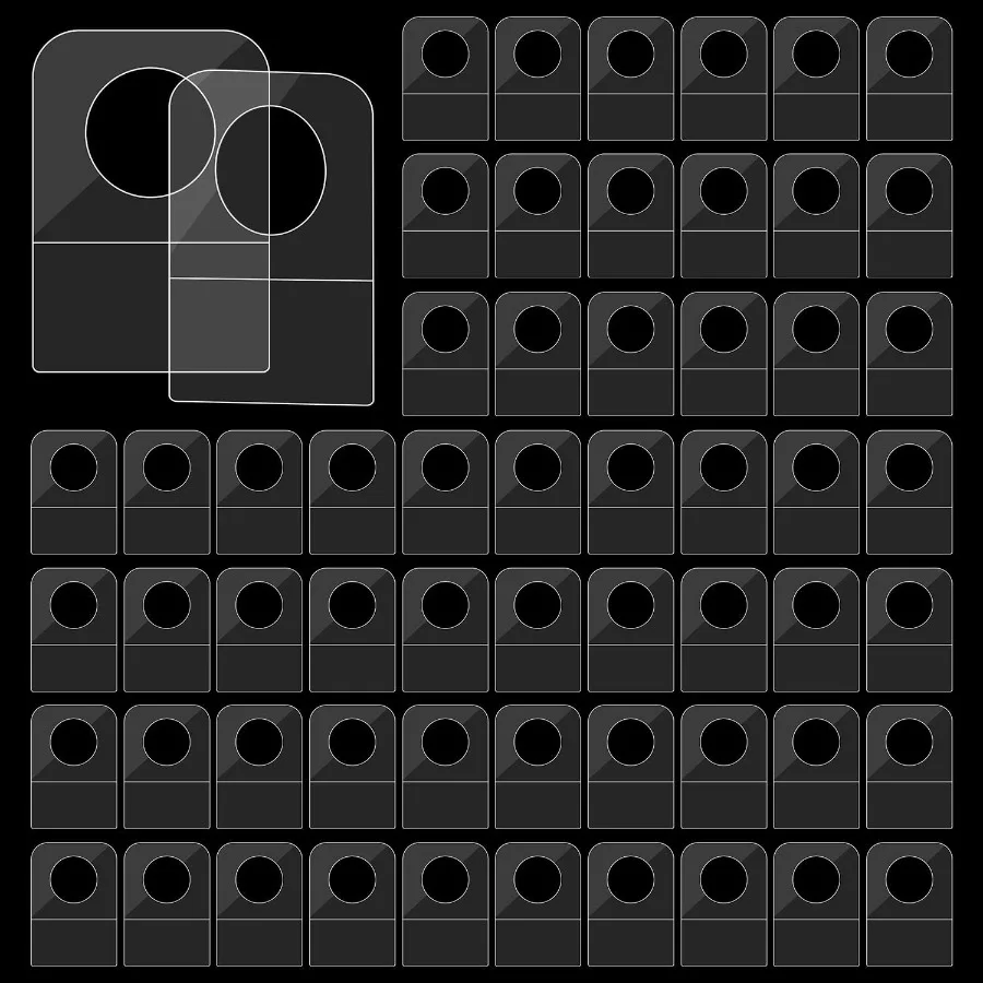 

300PCS Clear Hang Tabs with Round Hole Self Adhesive Folding Plastic Sticky Retail Hang Tabs for Sale Items Store Hanging Retai