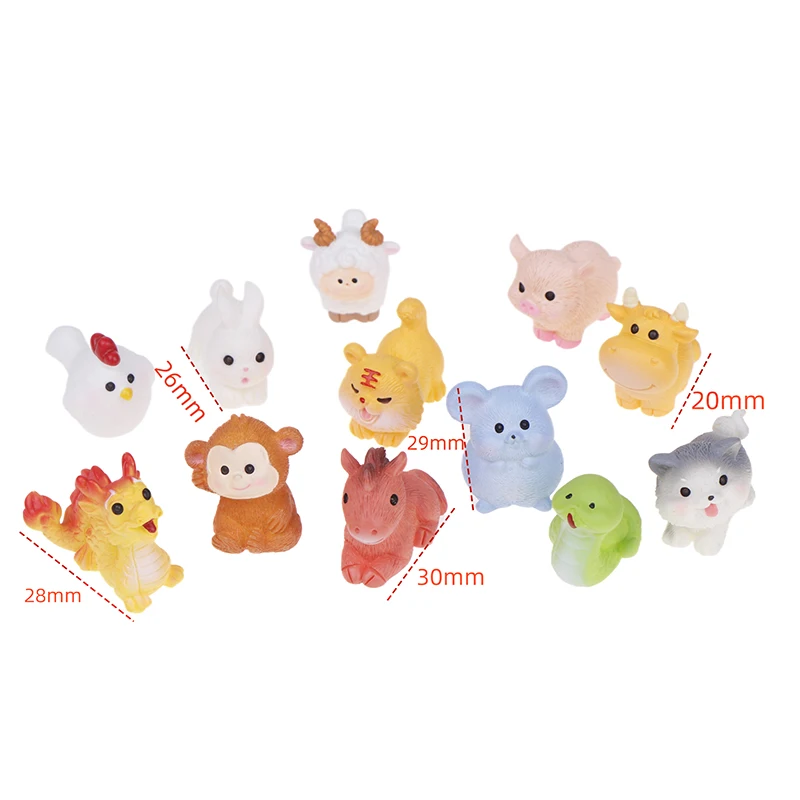 1PC Miniature 12 Zodiac Resin Doll Figurines Crafts Realistic Animals For Micro Landscape Scene Decoration DIY Accessories