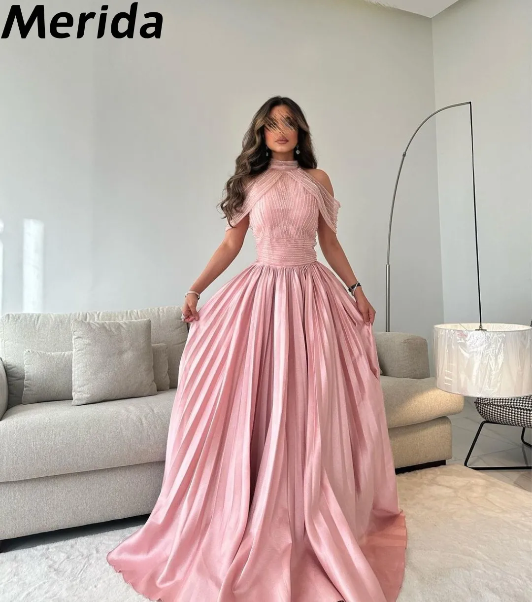 

Off Shoulder Evening Dresses For Prom 2024 Pleated A-Line Floor-Length Arabia Formal Dresses Elegant Party Gown vestidos de