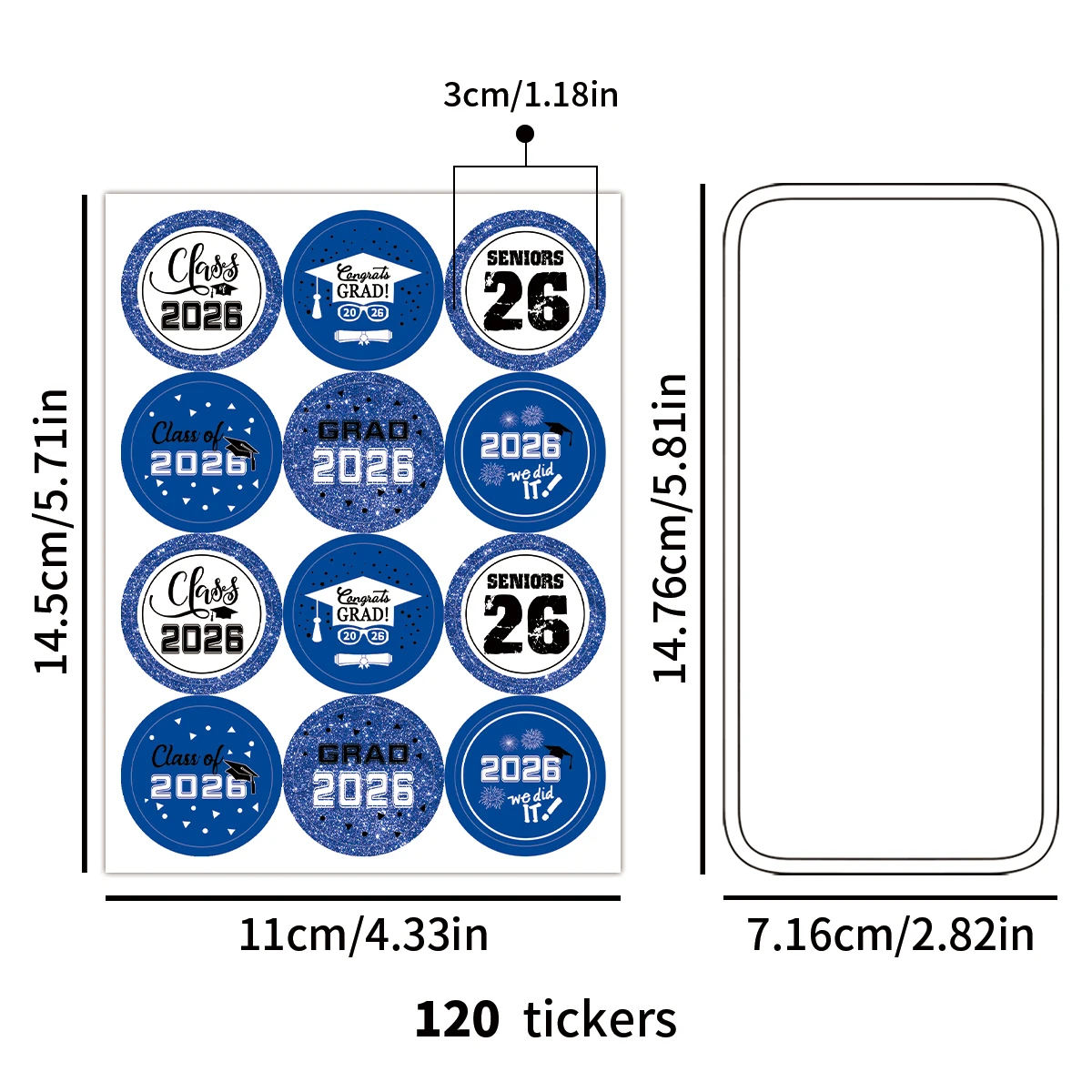 10sheets/120pcs 2026 Graduation Stickers,Labesl For Water Bottles,Envelope,Party Decorative Decals,Senior Celebration Gift Favor