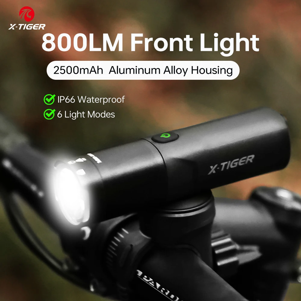 X-TIGER Bicycle Light Super Bright Type-C Rechargeable Flashlight IP66 Waterproof MTB Road Bike Front Lamp Cycling Accessories