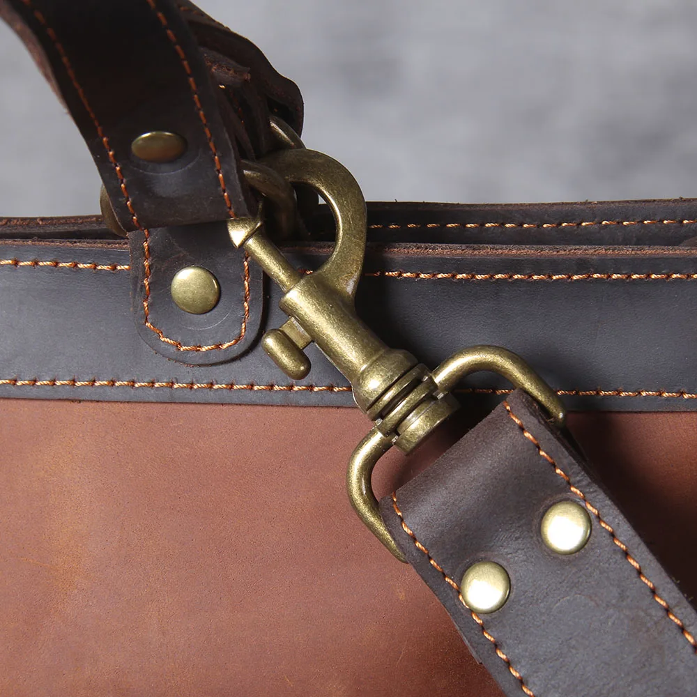 S.WORKER Vintage Vollnarbenleder Herrenrucksack 2-Wege-Tasche für Männer Echtleder Umwandelbarer Schulter- & Rucksack Tagesrucksack – Detail 25