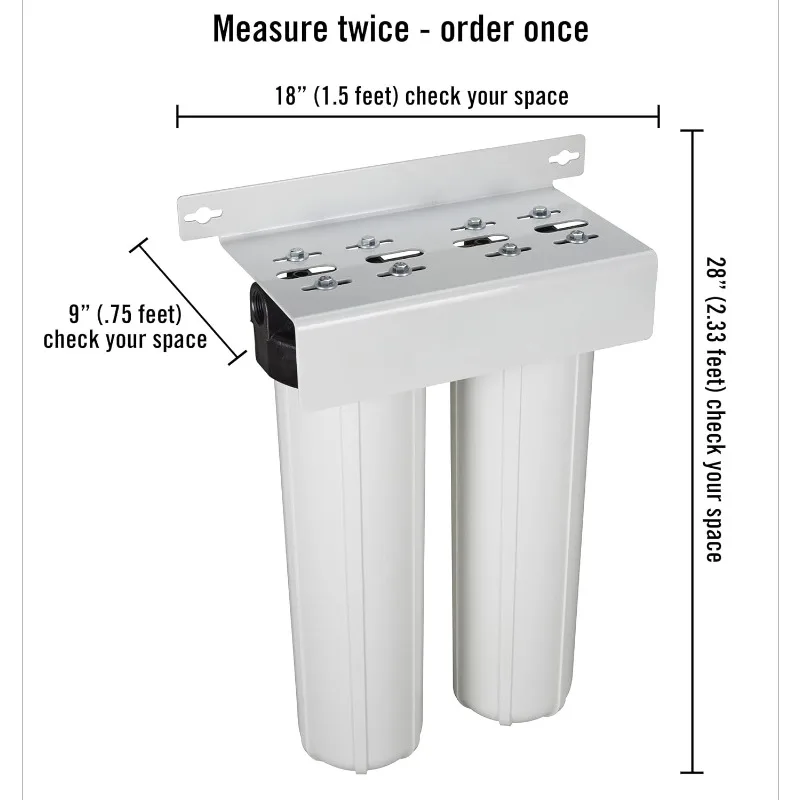 home.HMF2SmgCC Whole House Water , 4-layeCatalytic Carbon, 1” NPT ports, Patented heavy steel bracket fits 16” wall studs