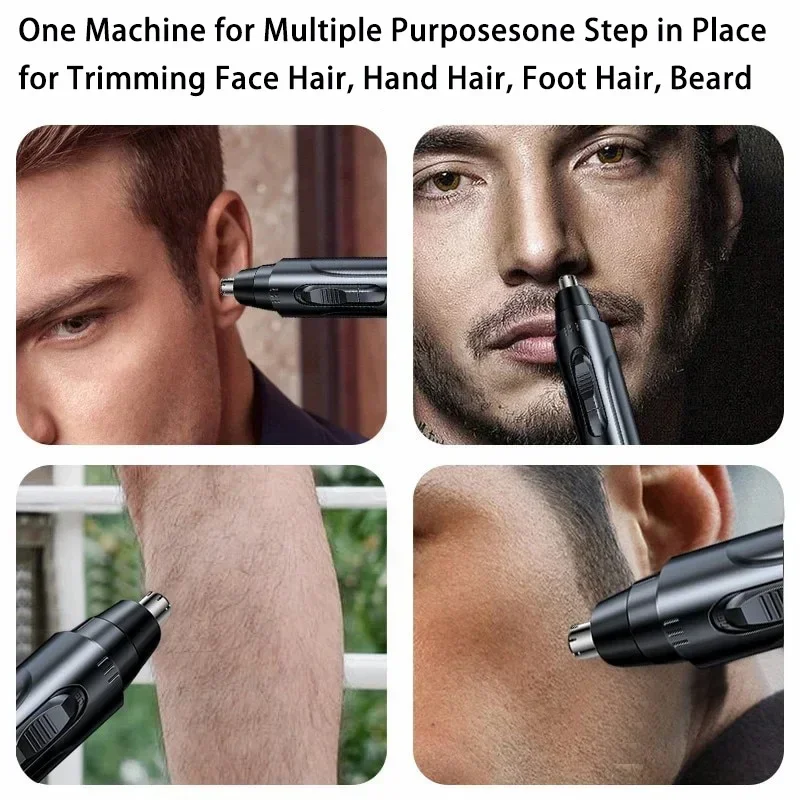 ماكينة تشذيب شعر الأنف الكهربائية المحمولة باللون الأسود، ماكينة تشذيب شعر الأنف والأذن والأنف، ماكينة تشذيب شعر الأنف الاحترافية غير المؤلمة للرجال والنساء ﻿