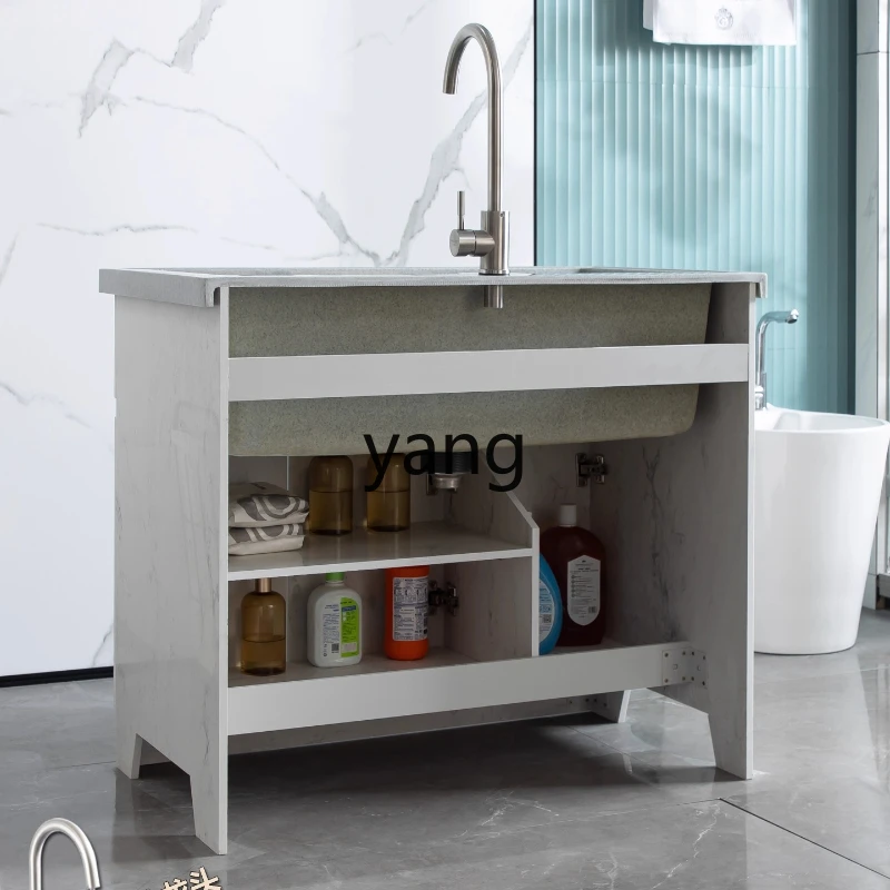 

LH Large Sink Quartz Stone Laundry Basin Integrated Artificial Stone Laundry Cabinet Balcony