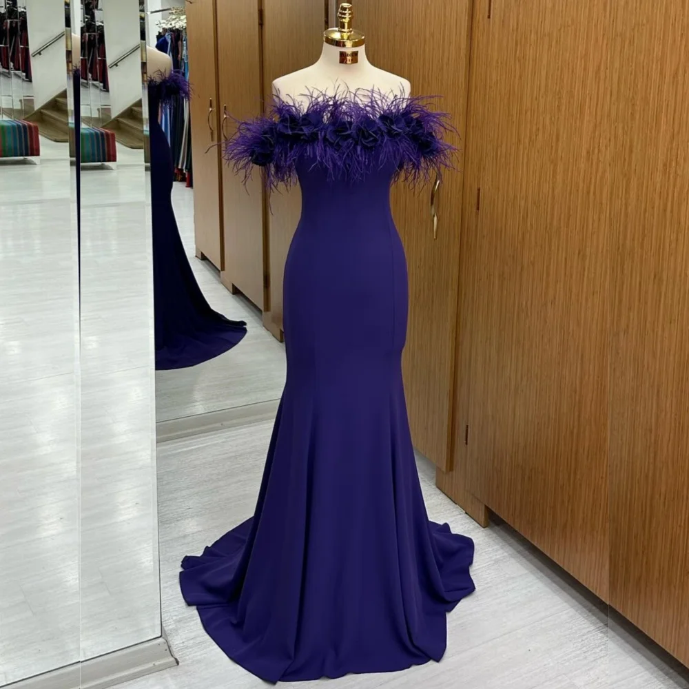 

Индивидуальные длинные платья высокого качества из джерси с кисточками и цветком, без бретелек, повседневные простые платья на заказ