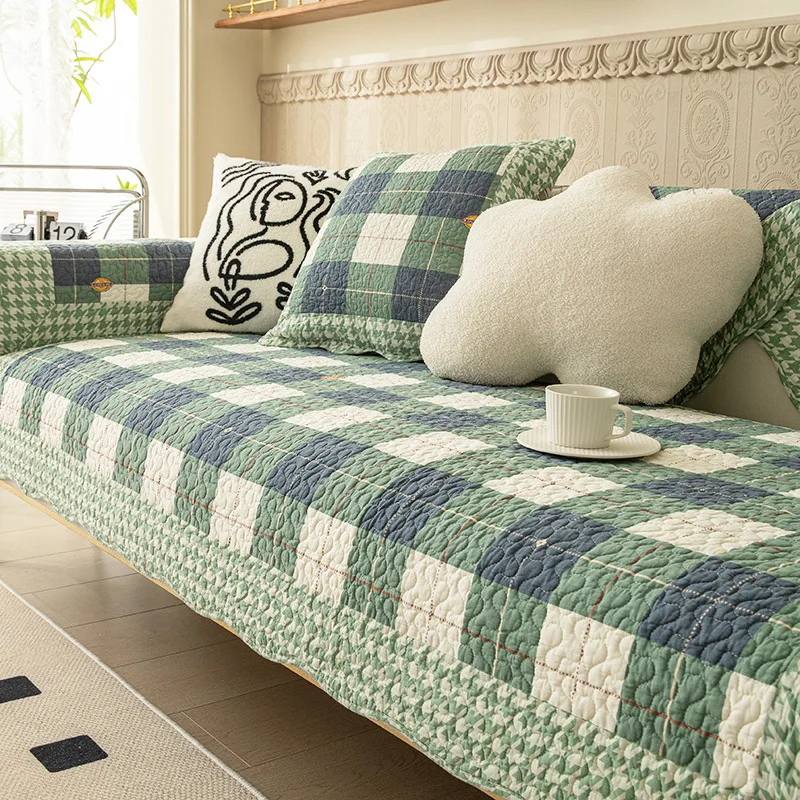Korean Style Cotton Sofa Cushion Non Slip Sofa Cover Four Seasons Sofa Towel for Living Room 쇼파패드 Washable Couch Protecor