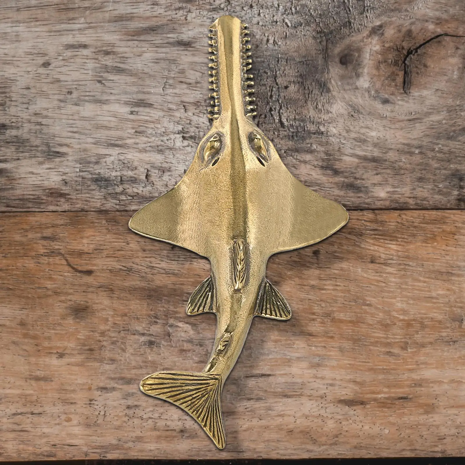 Brass Behemoth Sawfish Decor Retro Copper Craft Decoration Antique Store Decoration Behemoth Sawfish Statue for Bedroom Home