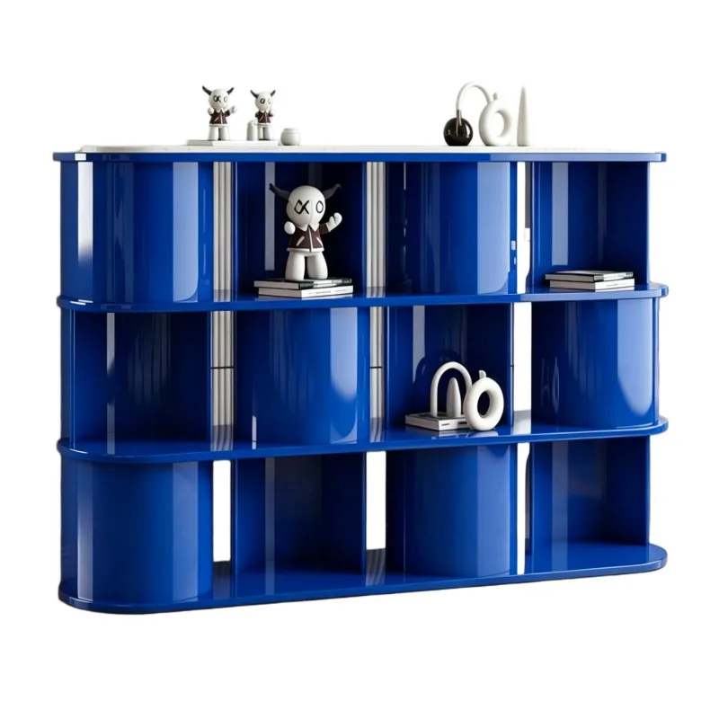 Solid wood art bookcase, floor rack decorative shelf