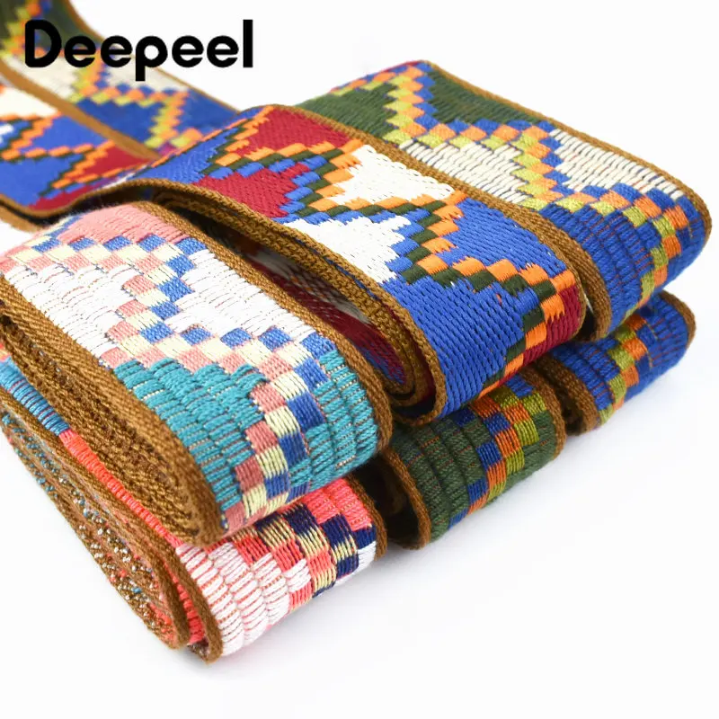 5/10Meters 3cm Ethnic Jacquard Ribbon Polyester Cotton Webbing Decotative Lace Bag Strap Clothes DIY Sewing Material Accessories