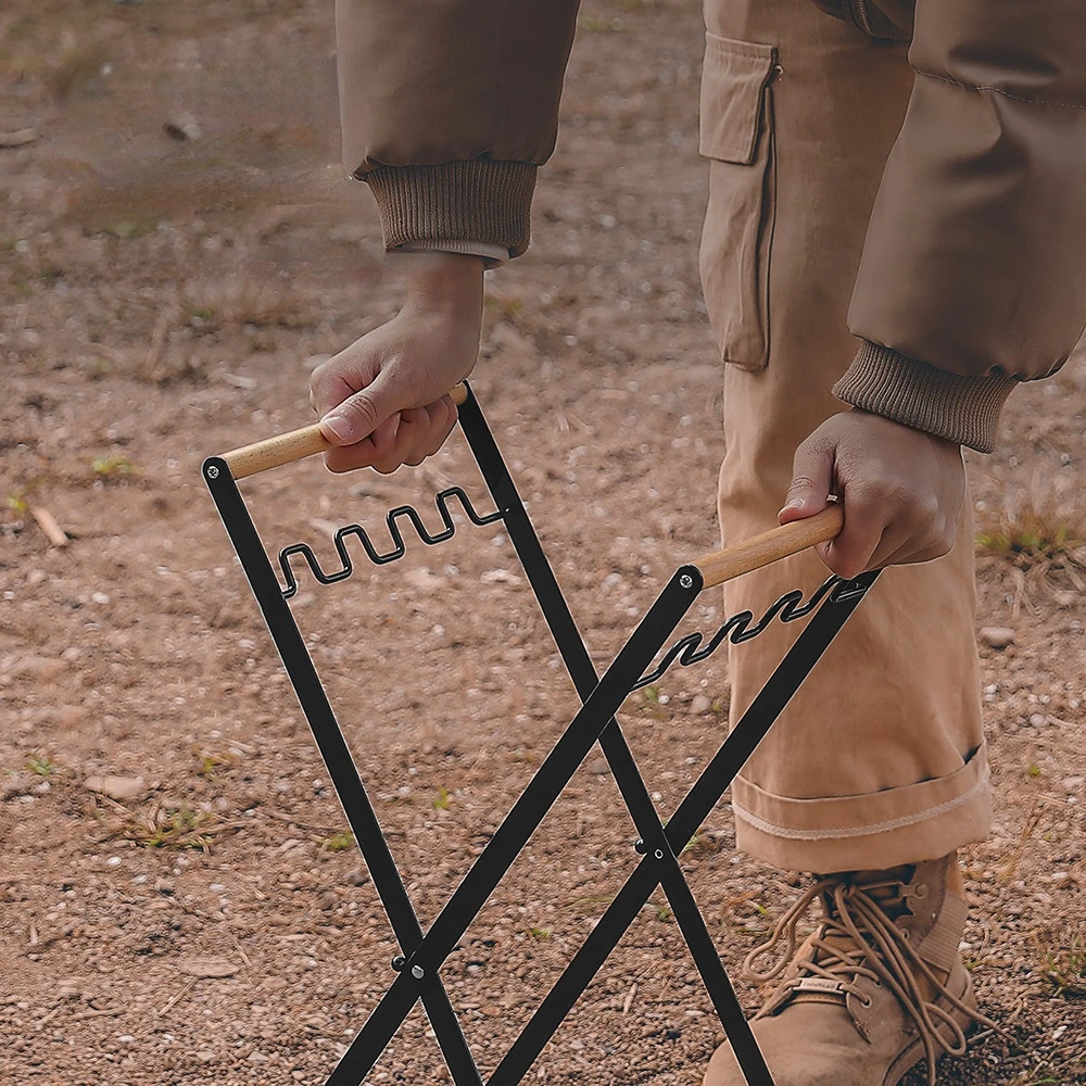 MOUNTAINHIKER-soporte de mango de madera para acampar al aire libre, estante de almacenamiento de desechos de cocina plegable para el hogar, estante portátil de plástico para bolsa de basura