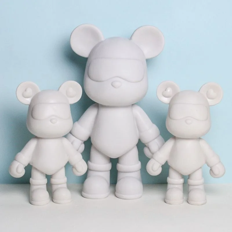 New Arrival Trendy Toys Cool Cool Carton Bear Popobe Bear White Mold for DIY Paint Birthday Brick Christmas Gifts