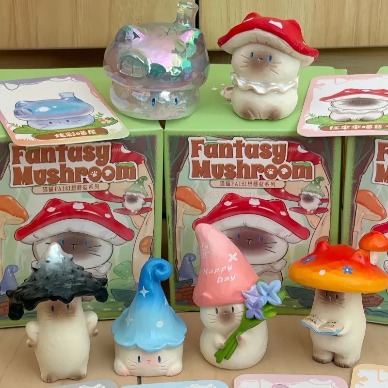 Genuine Cat Pai Fantasy Mushroom Series Blind Box Desktop Ornaments For Friends' Birthday Christmas Gifts Decor For Cat Lovers