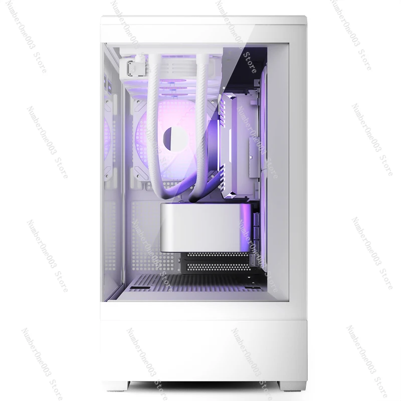 Sea view room chassis computer desktop host M-ATX full side transparent fish tank white without column