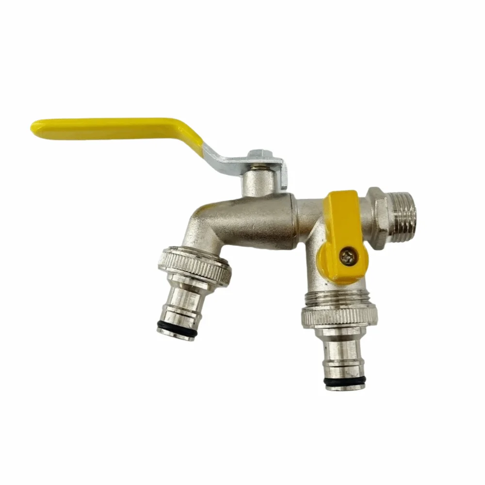 

1/2 Inch Inlet Washing Machine Outlet Faucet 90 Degree Valve Dual Outlet Double Valve Faucet Practical Rust-Proof