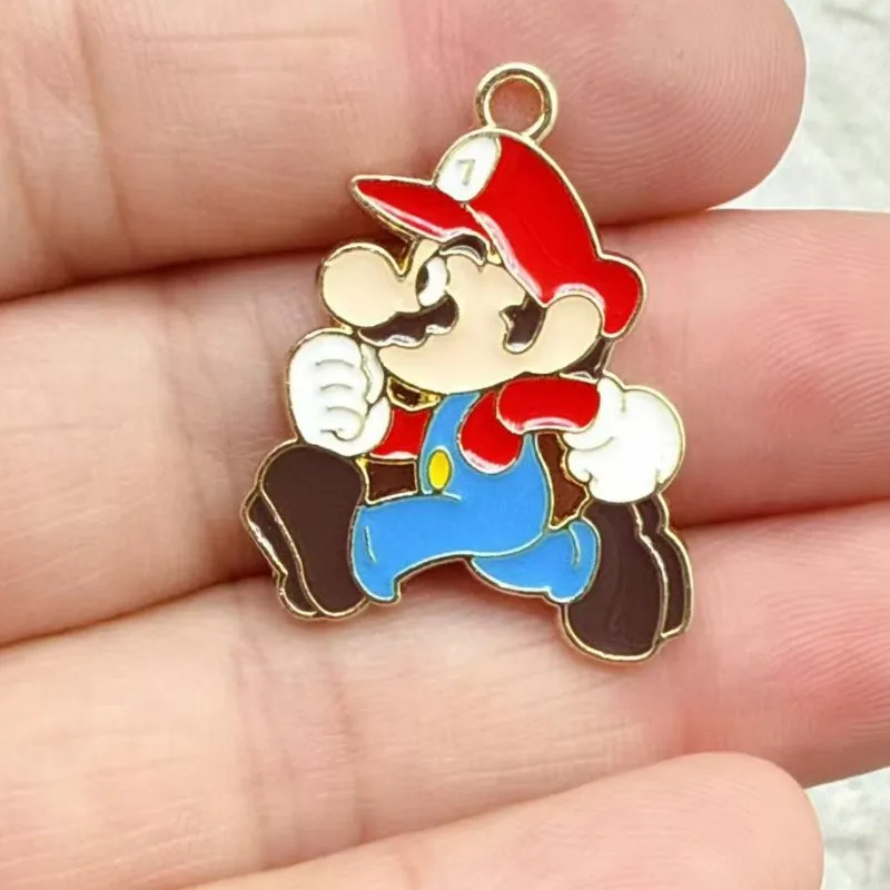 10 stuks schattige Super Mario Bros DIY sleutelhanger metaal handgemaakt legering anime game sleutelhanger sleutelring cadeau voor fans