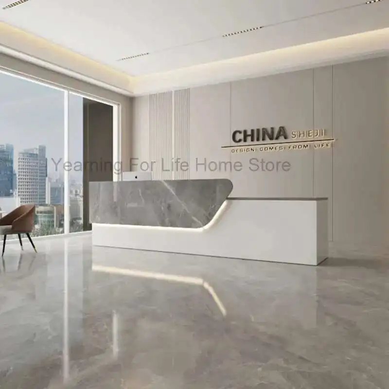 

European Beauty Reception Desks Luxury Simple Modern Nordic Reception Desk Unique Quality Comptoir Magasin Commercial Furniture