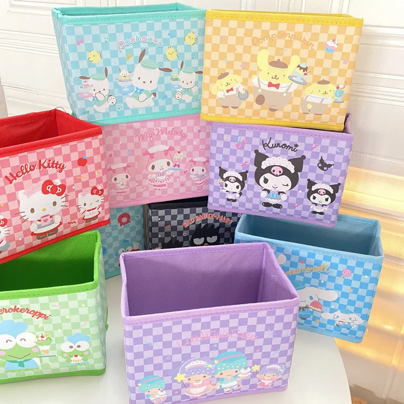 

Sanrio Kawaii Kuromi My Melody Storage Box Girls Cute Cartoon Anime Cinnamoroll Pompompurin Desktop Foldable Box Gift for Kids