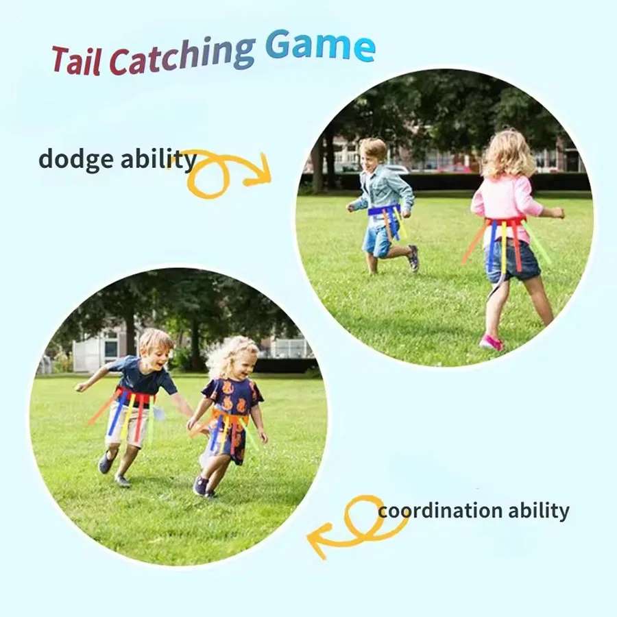 Jungen und Mädchen jagen Spiel Gürtel Bänder Interaktives Schwanzspiel für Outdoor-Sportaktivitäten Teamarbeitentwicklung und Familien-Fu – Detail 4