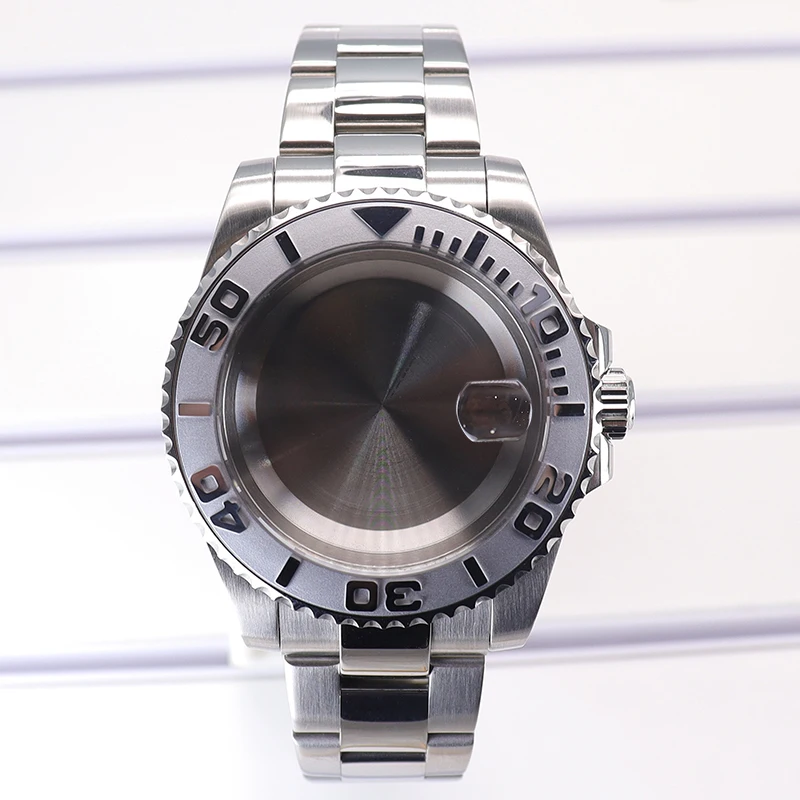 

Корпус часов 40 мм, серебристый, стальной браслет, сапфировое стекло, для механизмов NH35, NH36, NH34, NH38, Eta 2824, Miyota 8215, корпус YACHT-MASTER