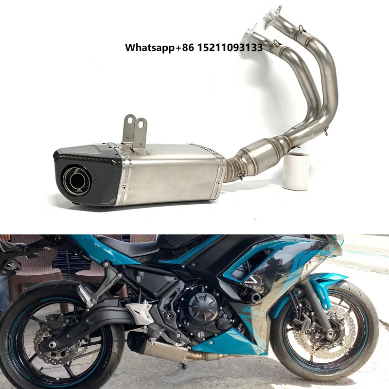 

For Z650 NINJA650 NINJA 650 Moto Bike Full Exhaust System Complete 2017 2018 2019 2020 2021 Under Pipe