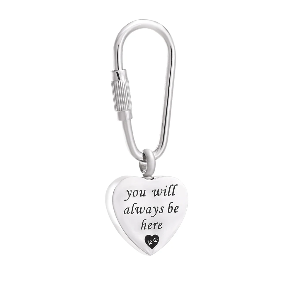 

Stainless Steel Heart Urn Key chain Cremation Jewelry For Ashes Customize Memorial Gift Keepsake Keyring Pendant