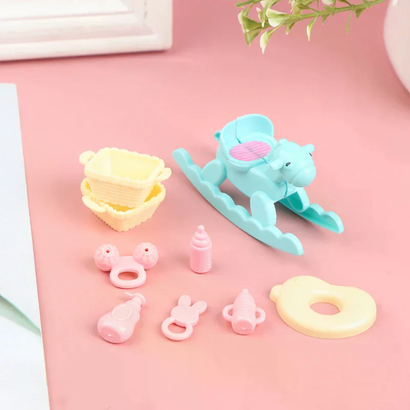 1set 1/6 Dollhouse Toddler Cradle Milk Bottle Pretend Toy Dolls House Baby Room DIY Craft Project Home Room Decor Perfect Gift