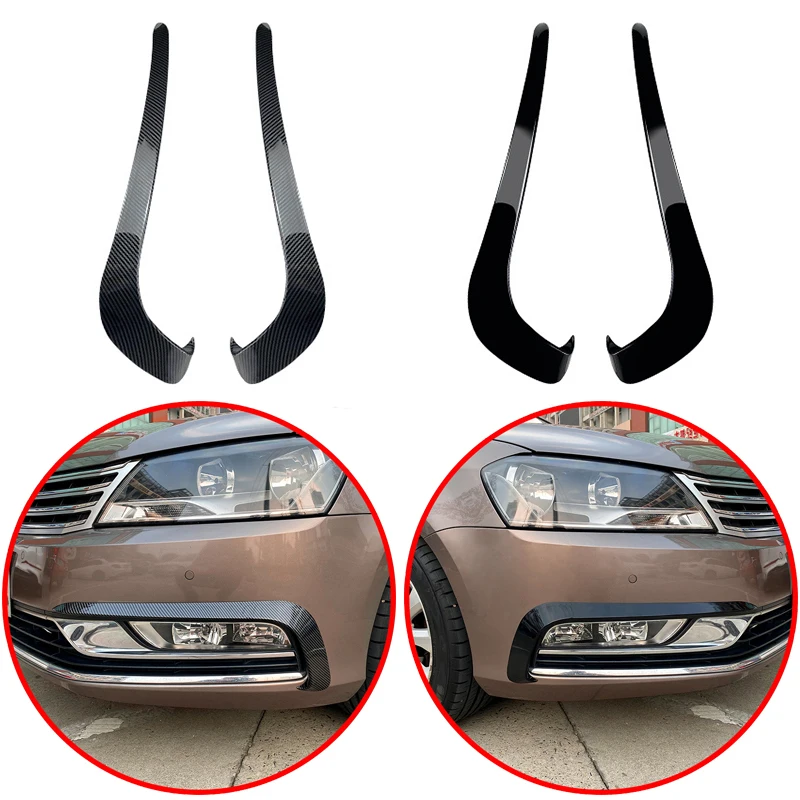 For VW Passat B7 Sedan Variant 2011 To 2015 ABS Glossy Black Fog Front Light Lamp Frames Cover Body Kit Trim Racing Sticker