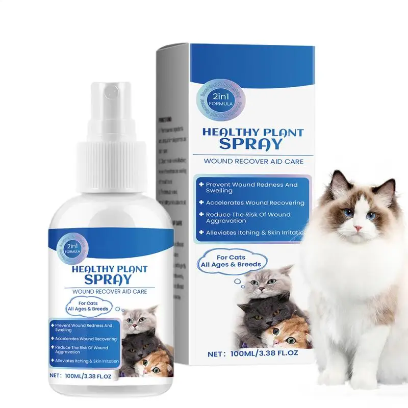 Wound Spray For Cats 100ml Anti Itch Skin Care Cat Spray Natural Cat Wound Healer Hot Spots Relief Dry Skin Repair Liquid For