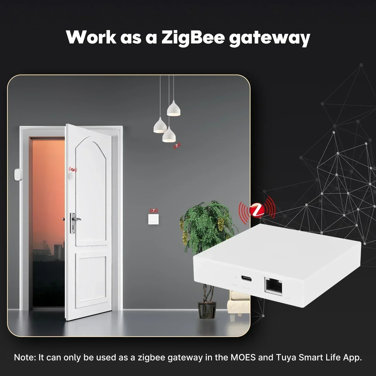 MOES Tuya Zigbee Matter Thread Gateway Smart Home Bridge Matter Hub Supporto Controllo vocale Siri Homekit Smartthings Google Alexa