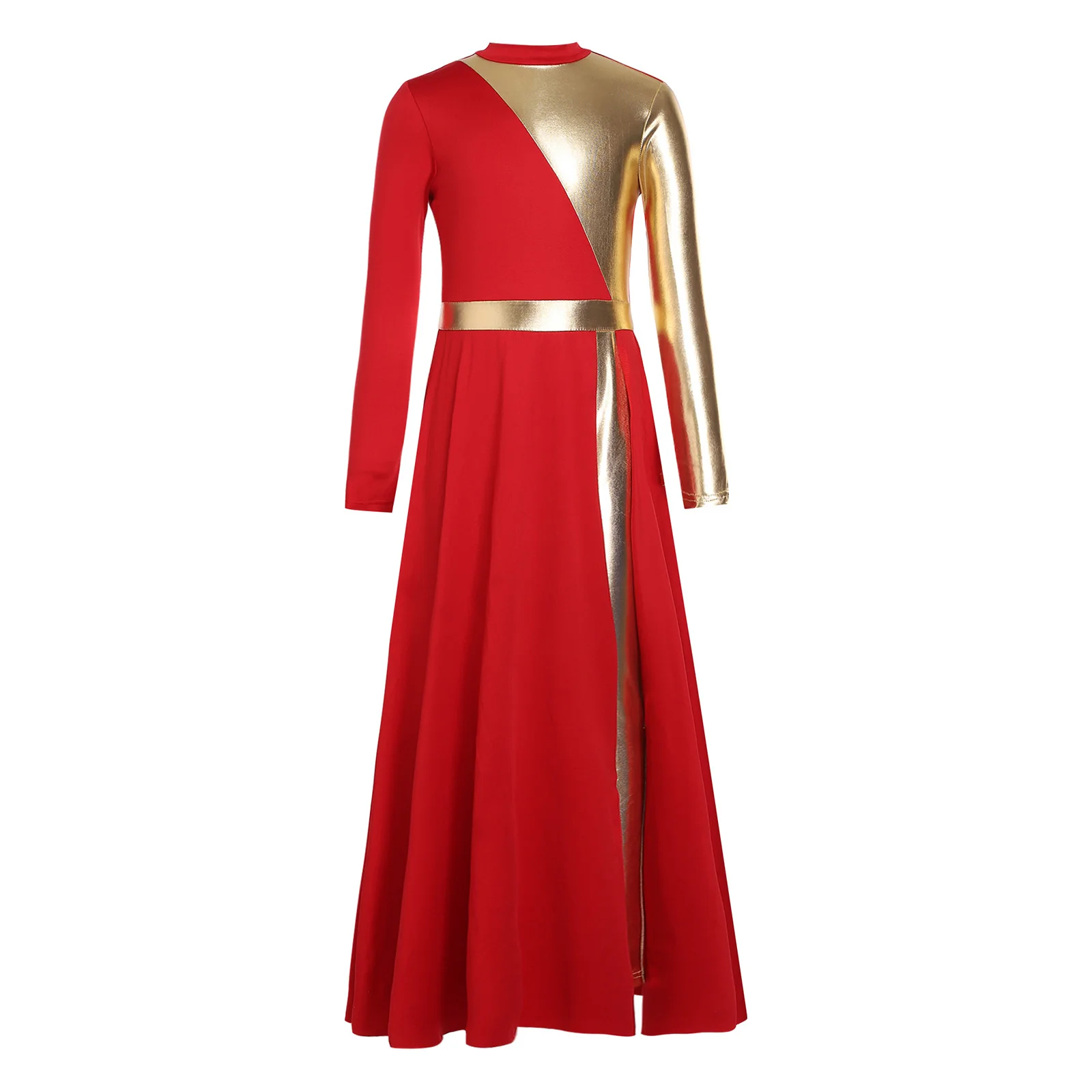 

Girls Lyrical Dance Worship Liturgical Performance Costume Split Jumpsuits Dress Kid Long Sleeve Zipper Praise Dance Romper Robe