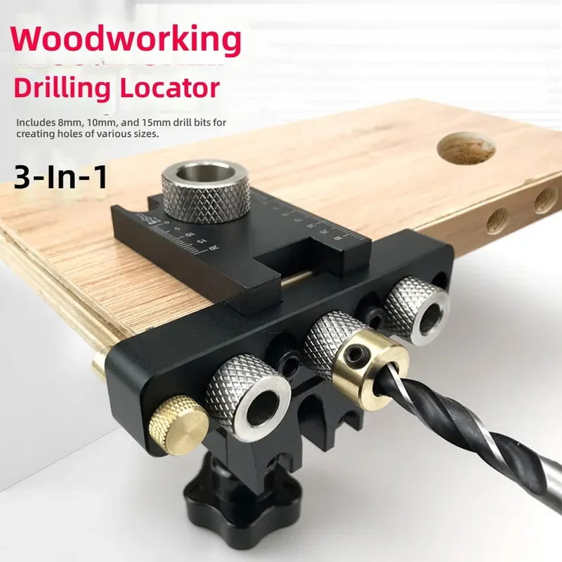 3 in 1 Woodworking Positioning Punch Embedded Parts Log Tenon Locator Mini Woodworking Tools Precision Drilling Jig